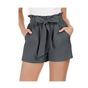 Bow knot tie waist summer shorts.